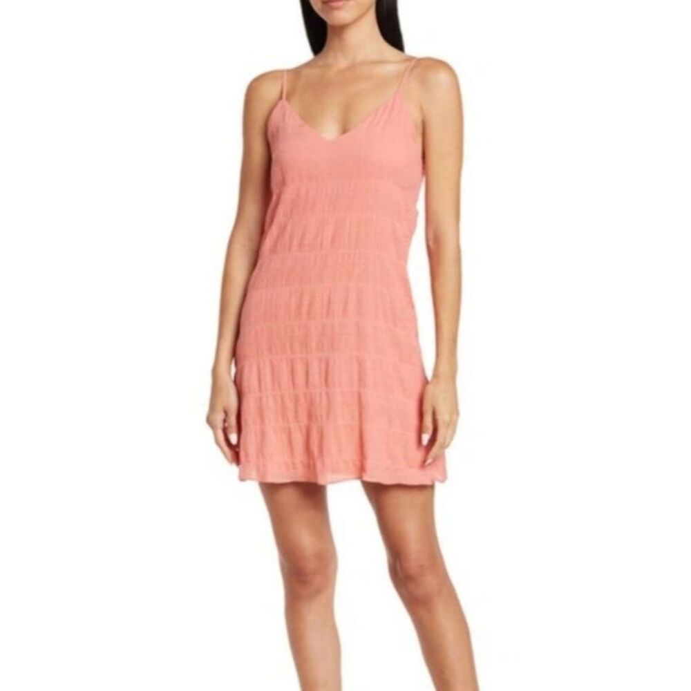 Socialite Coral‎ Pink Textured Gauzy Cami Mini Dress Size M